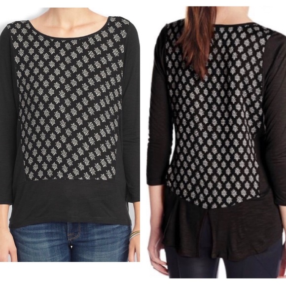 Lucky Brand black & white print top - Picture 2 of 8